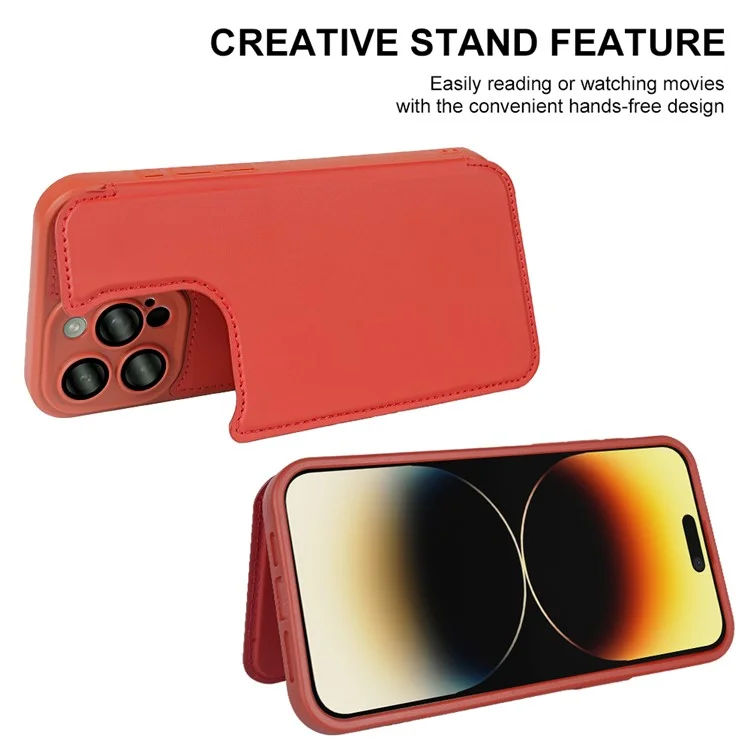 Capa magnética ecológica com suporte para iPhone 14 Pro, com bloqueio RFID - Vermelho