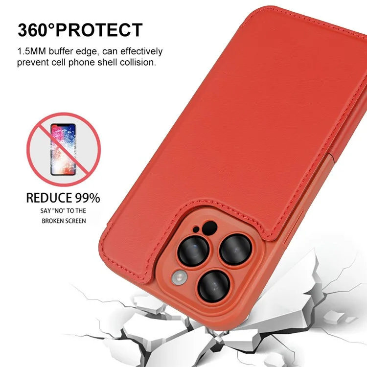 Capa magnética ecológica com suporte para iPhone 14 Pro, com bloqueio RFID - Vermelho