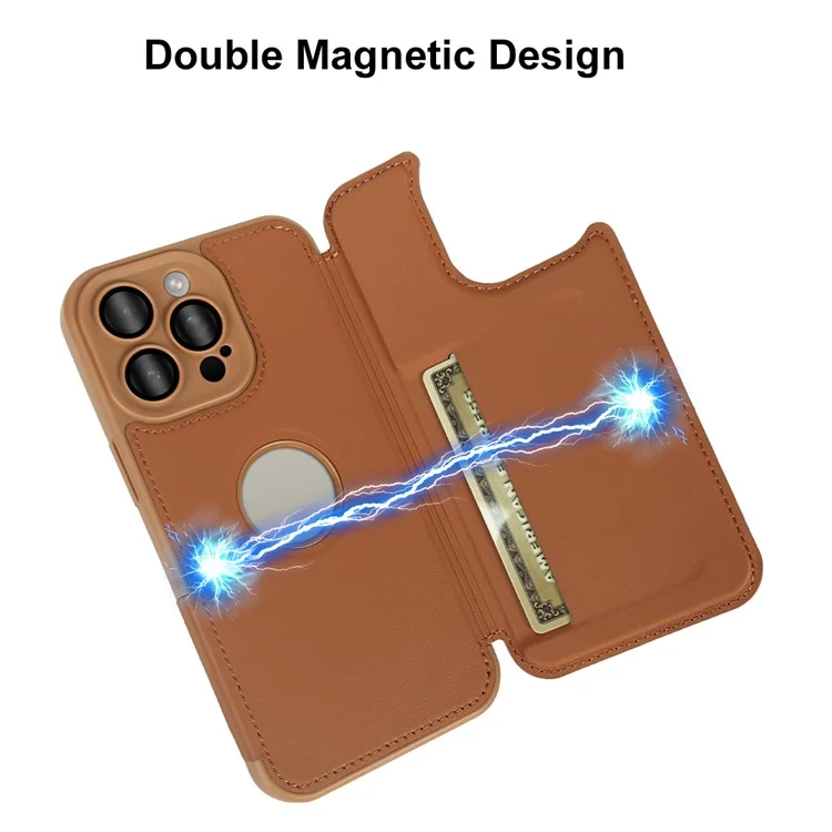 Capa Magnética RCS Ecológica para iPhone 15 Pro Max com Suporte e Bloqueio RFID - Marrom