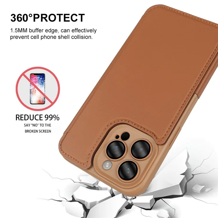 Capa Magnética RCS Ecológica para iPhone 15 Pro Max com Suporte e Bloqueio RFID - Marrom