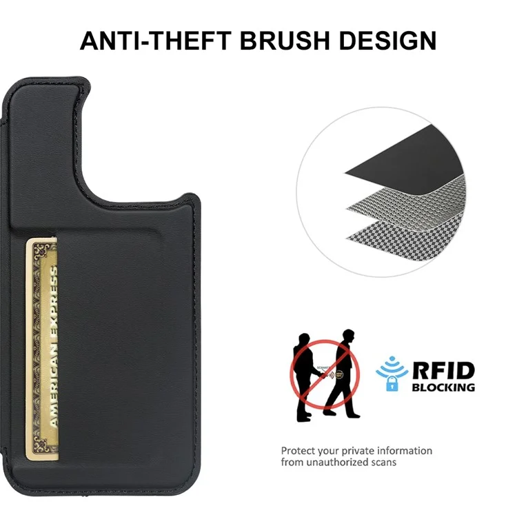 For iPhone 15 Pro Magnetic Case RCS Eco Friendly Flip Phone Cover with Kickstand RFID Blocking - Black