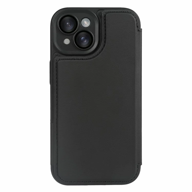 For iPhone 15 Magnetic Case RCS Eco Friendly Flip Phone Cover with Kickstand RFID Blocking - Black