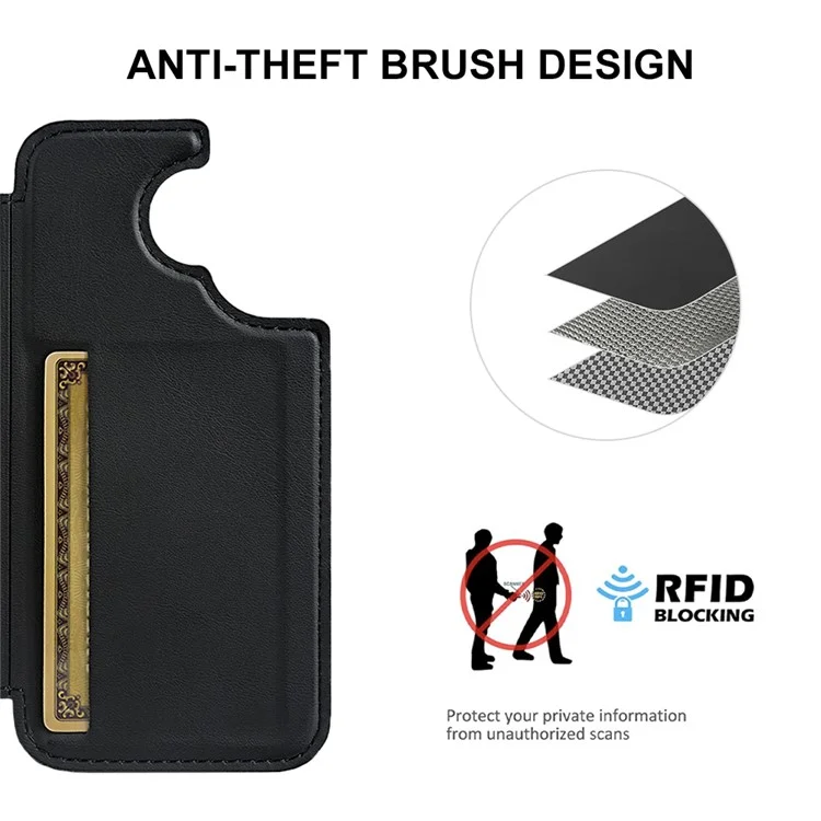 For iPhone 16 Magnetic Case RCS Eco Friendly Flip Phone Cover with Kickstand RFID Blocking - Black