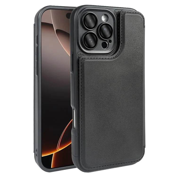 Магнитный чехол для iPhone 16 Pro Max RCS Экологичный флип-чехол для телефона с подставкой RFID Blocking - Черный