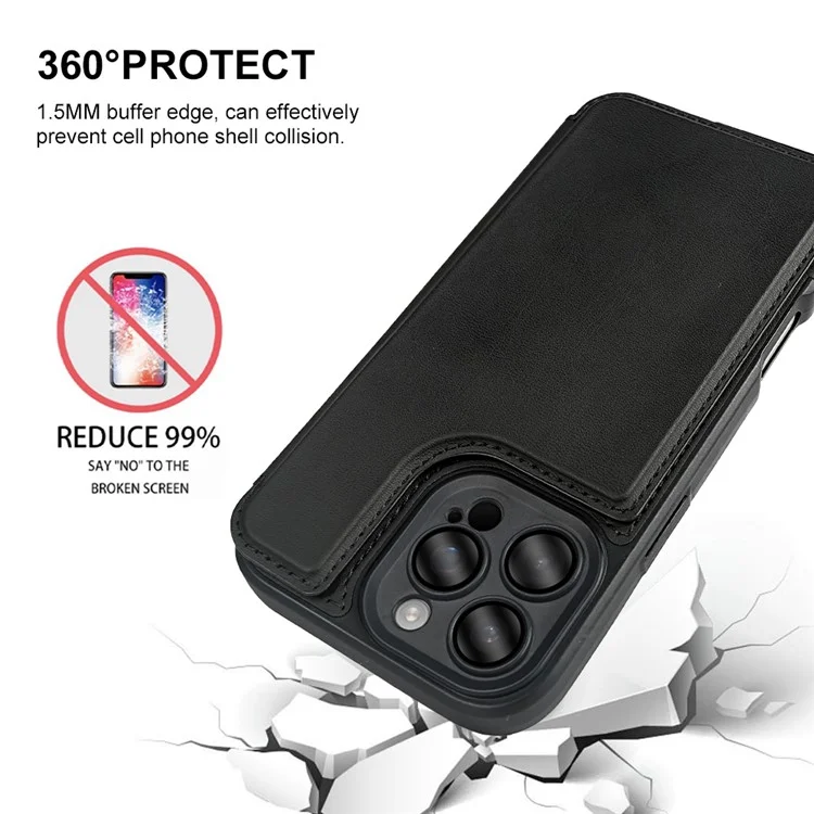 Магнитный чехол для iPhone 16 Pro Max RCS Экологичный флип-чехол для телефона с подставкой RFID Blocking - Черный