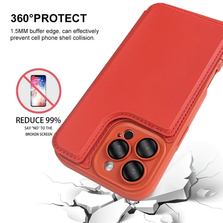 Für iPhone 16 Pro Max magnetische Hülle RCS umweltfreundliche Flip-Handyhülle mit Ständer RFID-Blockierung - Rot