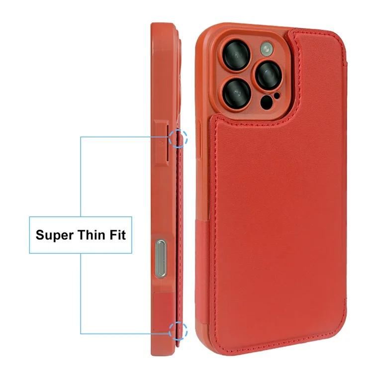 Für iPhone 16 Pro Max magnetische Hülle RCS umweltfreundliche Flip-Handyhülle mit Ständer RFID-Blockierung - Rot