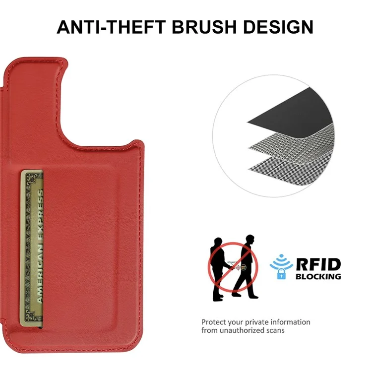 Für iPhone 16 Pro Max magnetische Hülle RCS umweltfreundliche Flip-Handyhülle mit Ständer RFID-Blockierung - Rot
