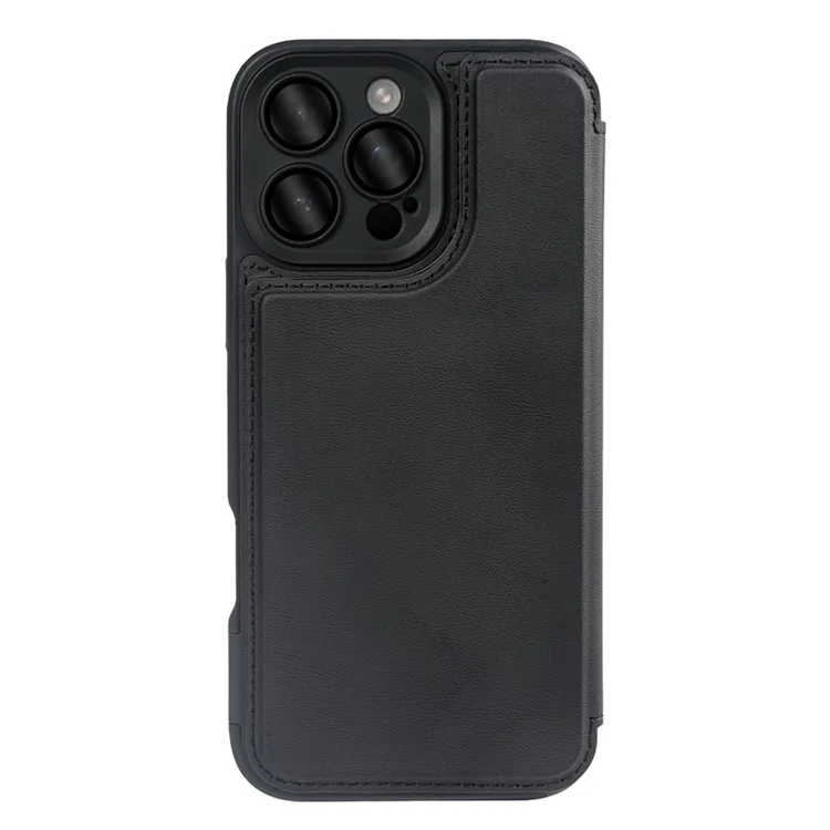 Für iPhone 16 Pro magnetische Hülle RCS umweltfreundliche Flip-Handy-Abdeckung mit Ständer RFID-Blockierung - Schwarz