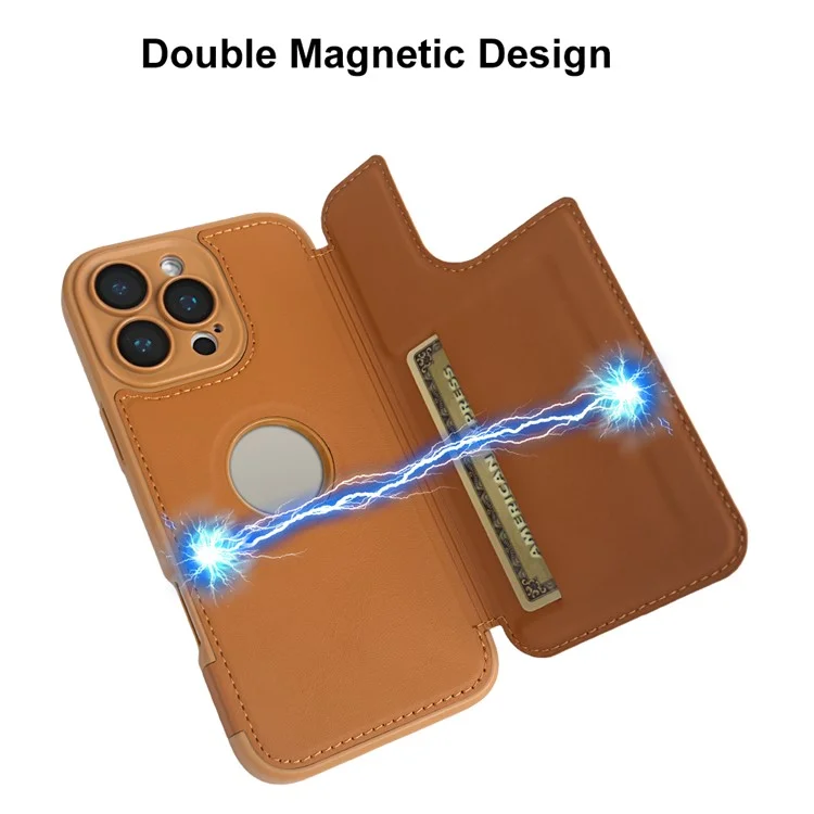 Für iPhone 16 Pro Magnetische Hülle RCS umweltfreundliche Flip-Handy-Abdeckung mit Ständer RFID-Blockierung - Braun