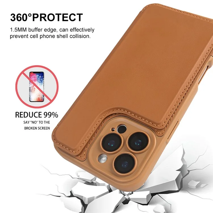 Für iPhone 16 Pro Magnetische Hülle RCS umweltfreundliche Flip-Handy-Abdeckung mit Ständer RFID-Blockierung - Braun