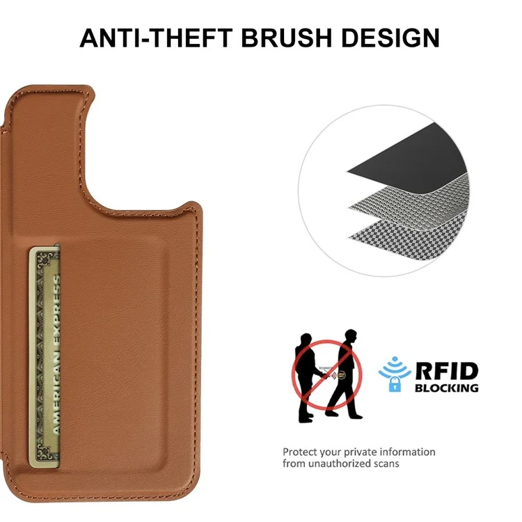 Für iPhone 16 Pro Magnetische Hülle RCS umweltfreundliche Flip-Handy-Abdeckung mit Ständer RFID-Blockierung - Braun
