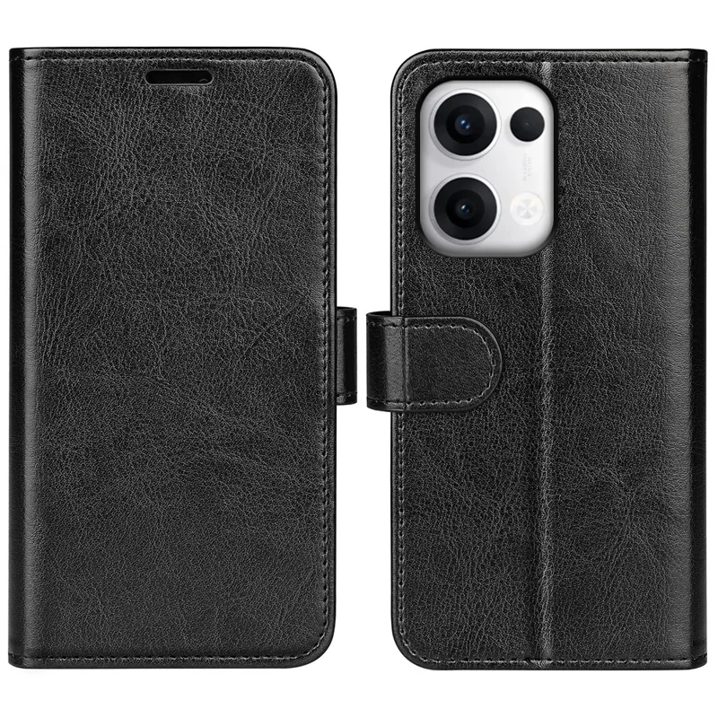 For Oppo Reno13 5G (Global) Wallet Case Crazy Horse Texture Stand Leather Phone Cover - Black