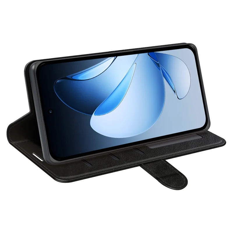 For Oppo Reno13 5G (Global) Wallet Case Crazy Horse Texture Stand Leather Phone Cover - Black