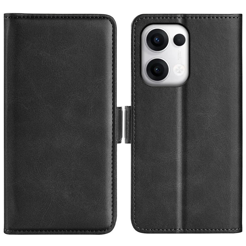 For Oppo Reno13 5G (Global) Stand Case Calf Texture Leather Wallet Phone Cover - Black