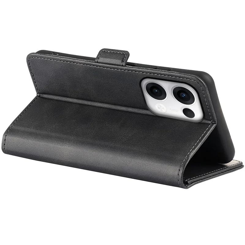 For Oppo Reno13 5G (Global) Stand Case Calf Texture Leather Wallet Phone Cover - Black