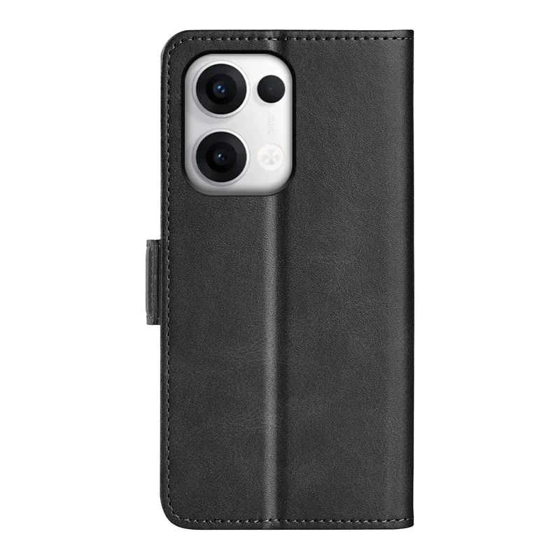 For Oppo Reno13 5G (Global) Stand Case Calf Texture Leather Wallet Phone Cover - Black