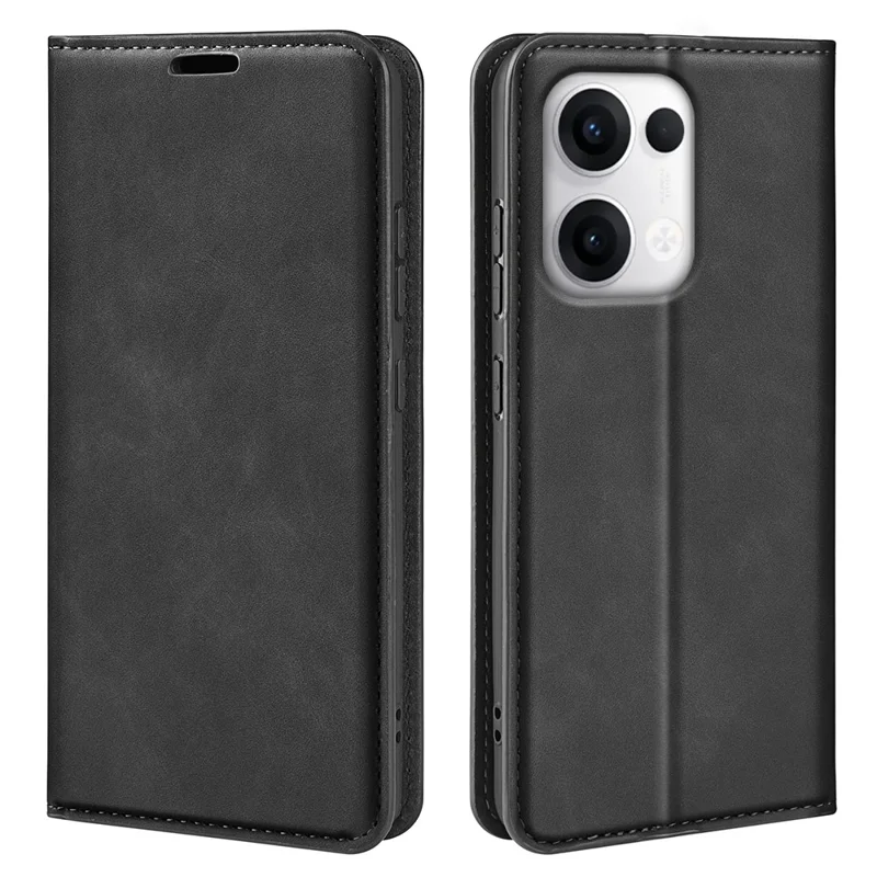 For Oppo Reno13 5G (Global) Case Skin Touch Leather Wallet Phone Cover - Black