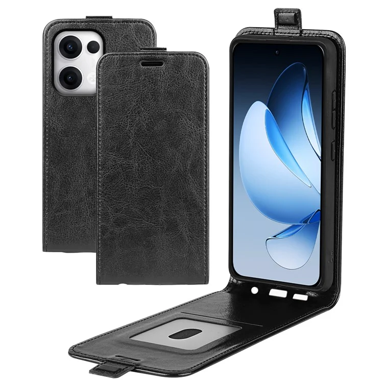 For Oppo Reno13 Pro 5G Case with Card Slots Vertical Flip Leather Phone Cover - Black