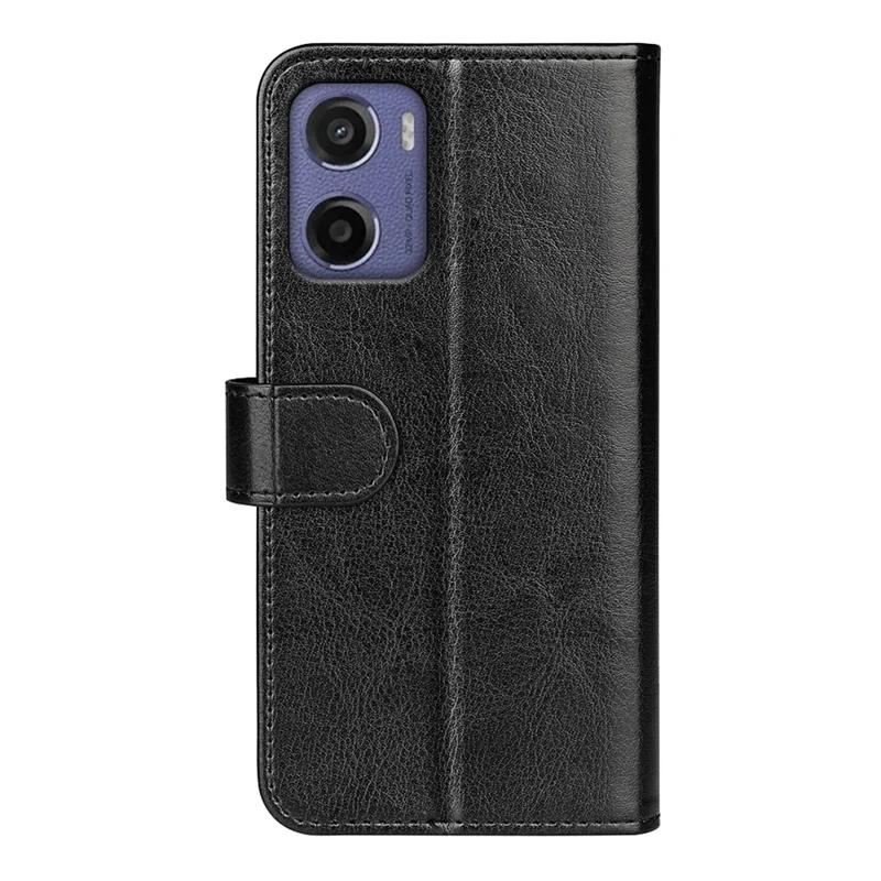 Pour Motorola Moto E15 4G Étui portefeuille Texture Crazy Horse Support Housse en cuir - Noir