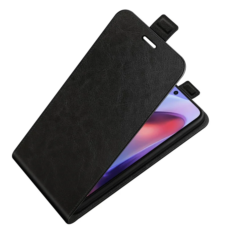 Pour Motorola Moto E15 4G Étui avec fentes pour cartes Rabat vertical en cuir Housse de téléphone - Noir