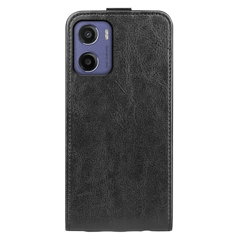 Pour Motorola Moto E15 4G Étui avec fentes pour cartes Rabat vertical en cuir Housse de téléphone - Noir