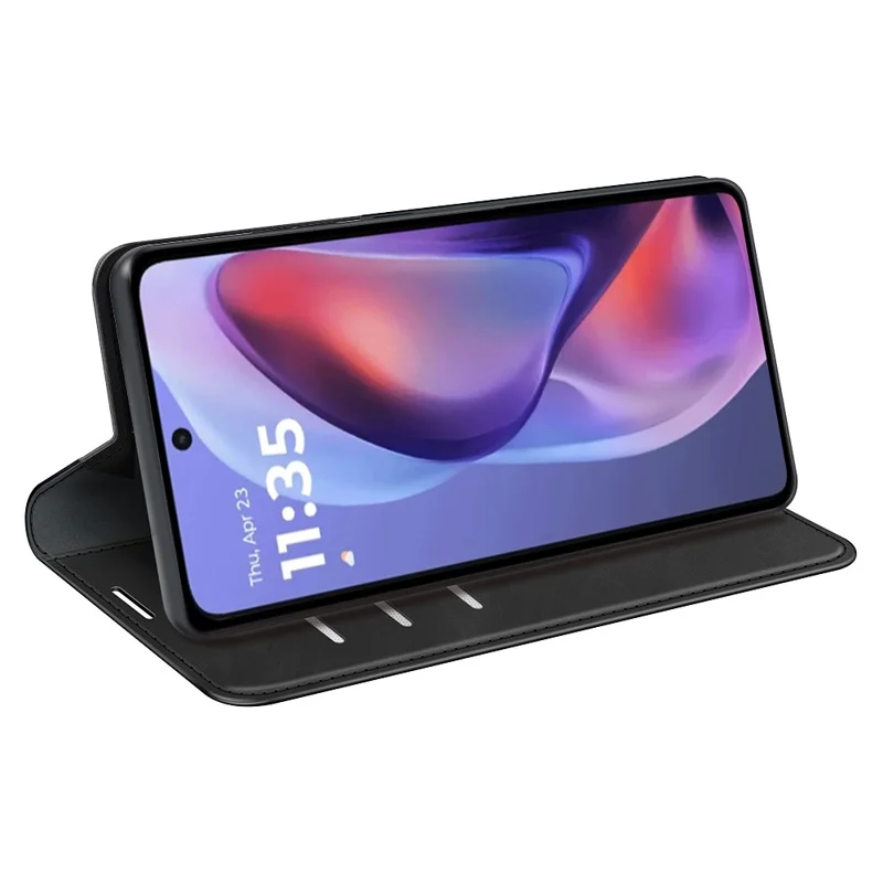 Pour Motorola Moto E15 4G Étui Cuir Portefeuille Tactile - Noir