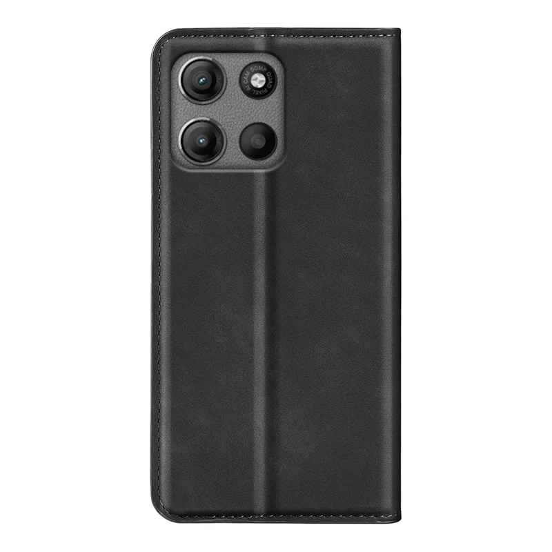 For Motorola Moto G15 4G Case Skin Touch Leather Wallet Phone Cover - Black