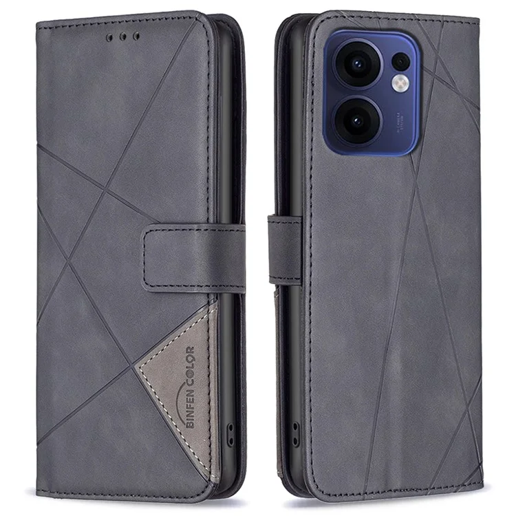 BINFEN COLOR BF05 Para Oppo Reno13 F 5G Capa de Telefone de Couro Carteira Stand - Preto
