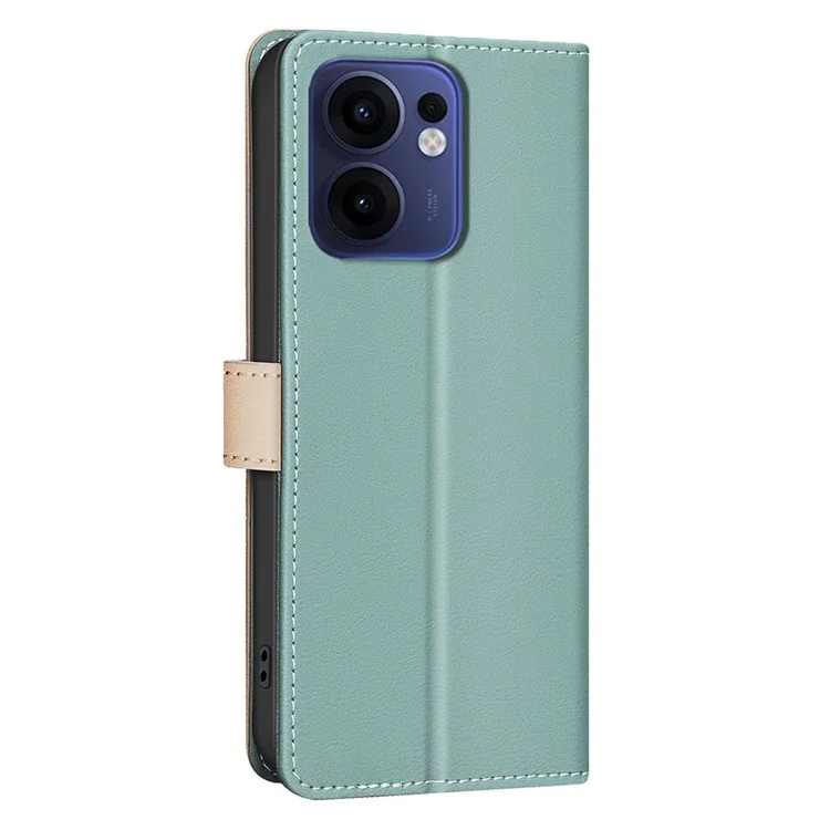BINFEN COLOR BF33 pour Oppo Reno13 F 5G Étui en cuir Couleur Patchwork Blocage RFID - Vert