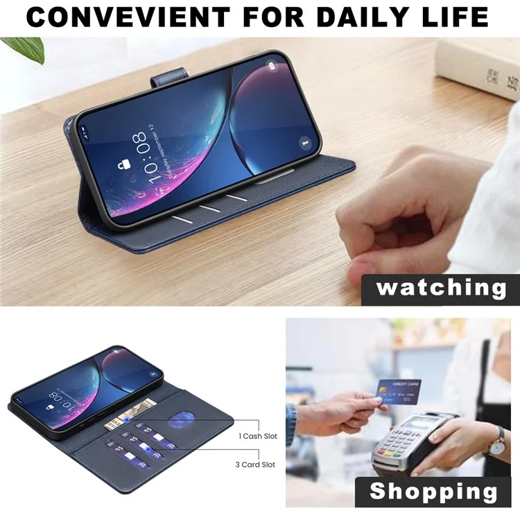 BINFEN COLOR BF32 Phone Cover for Xiaomi Poco X7 Pro 5G / Redmi Turbo 4 5G Leather Case Wallet RFID Blocking - Blue