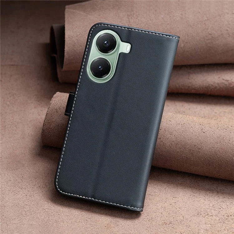 BINFEN COLOR BF17 Wallet Case for Xiaomi Poco X7 Pro 5G / Redmi Turbo 4 5G Folio Flip Leather Cover - Black