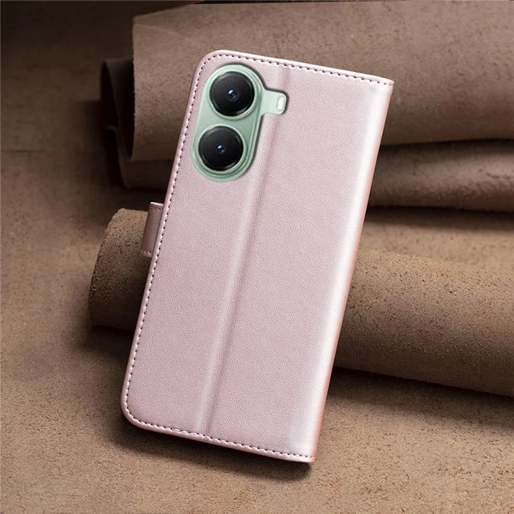 BINFEN COLOR BF17 Wallet Case for Xiaomi Poco X7 Pro 5G / Redmi Turbo 4 5G Folio Flip Leather Cover - Rose Gold
