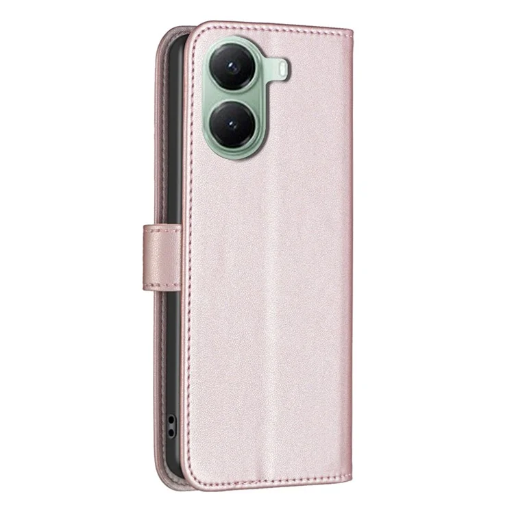BINFEN COLOR BF17 Wallet Case for Xiaomi Poco X7 Pro 5G / Redmi Turbo 4 5G Folio Flip Leather Cover - Rose Gold