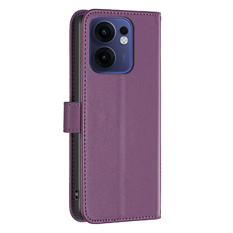 BINFEN COLOR BF17 For Oppo Reno13 F 5G Case Wallet Folio Flip Leather Cover - Dark Purple