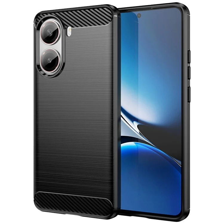 Capa protetora para Xiaomi Poco X7 Pro 5G, textura de fibra de carbono escovada - Preta
