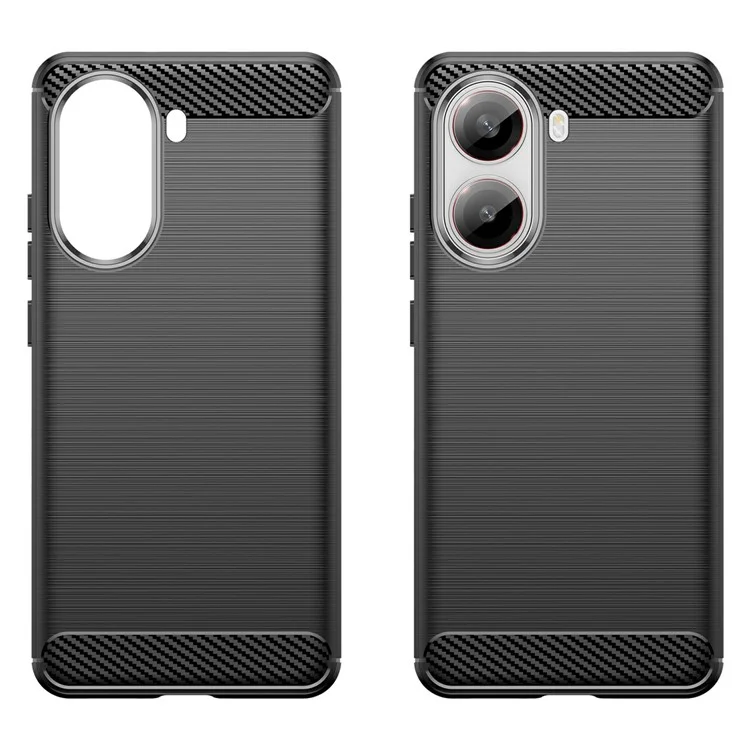 Capa protetora para Xiaomi Poco X7 Pro 5G, textura de fibra de carbono escovada - Preta