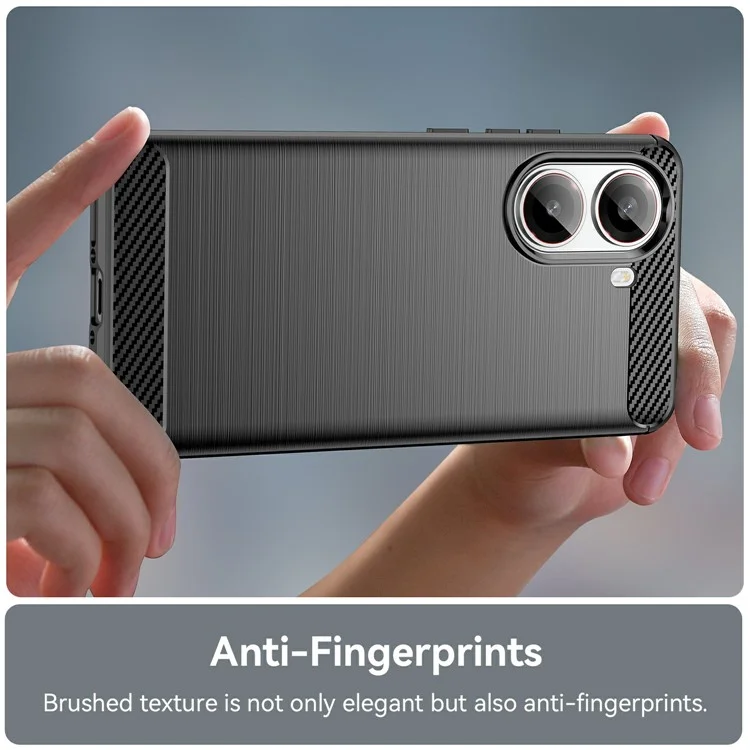 Capa protetora para Xiaomi Poco X7 Pro 5G, textura de fibra de carbono escovada - Preta