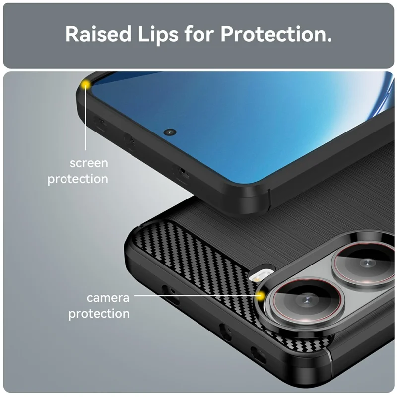 For Xiaomi Redmi Turbo 4 5G Case Protective Phone Cover Carbon Fiber Texture Brushed - Black