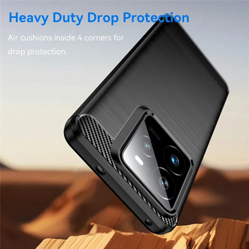 For Realme GT 7 Pro 5G Case Protective Phone Cover Carbon Fiber Texture Brushed - Black