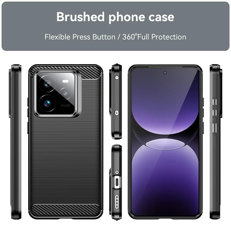 For Realme GT 7 Pro 5G Case Protective Phone Cover Carbon Fiber Texture Brushed - Black