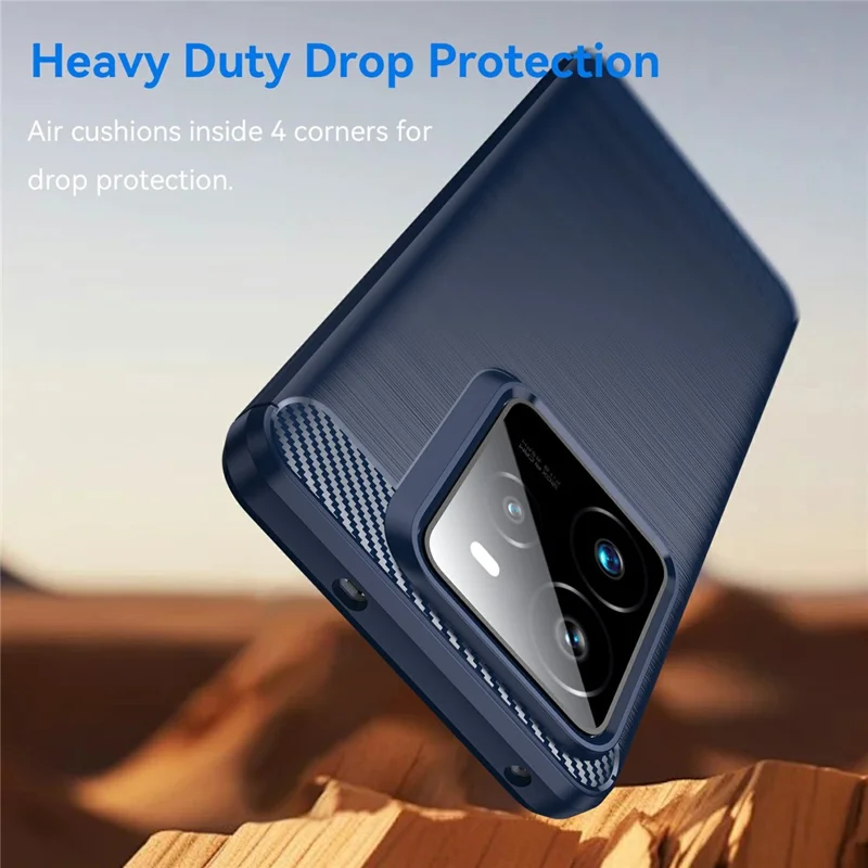 For Realme GT 7 Pro 5G Case Protective Phone Cover Carbon Fiber Texture Brushed - Blue