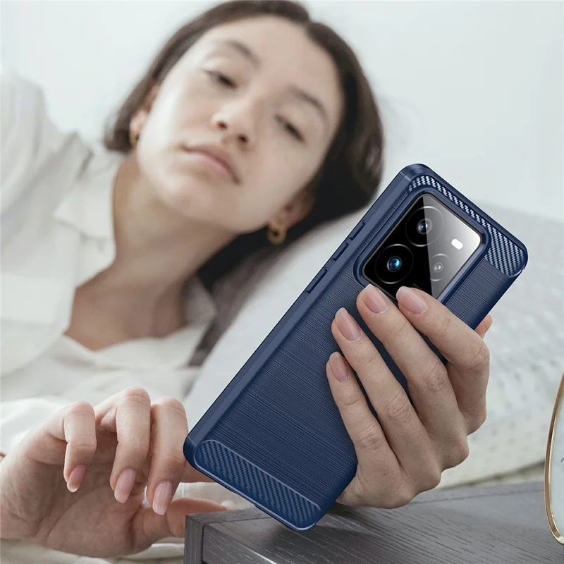 For Realme GT 7 Pro 5G Case Protective Phone Cover Carbon Fiber Texture Brushed - Blue
