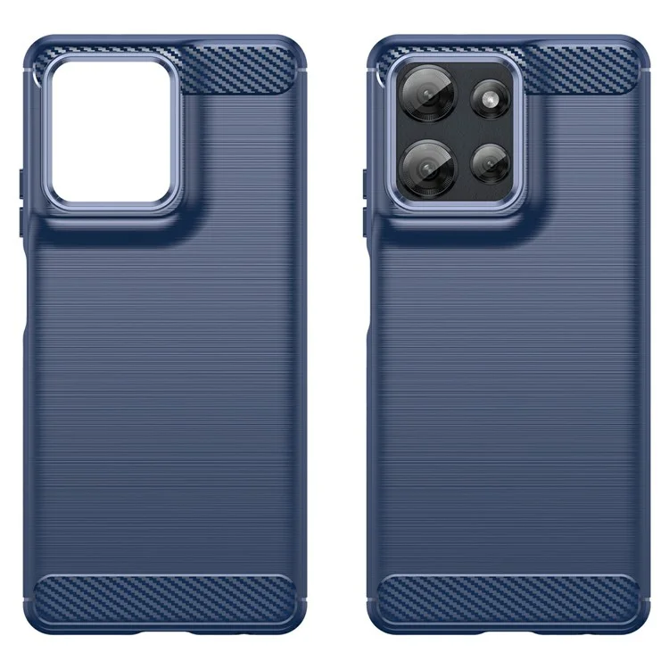 For Motorola Moto G Power (2025) Case Protective Phone Cover Carbon Fiber Texture Brushed - Blue