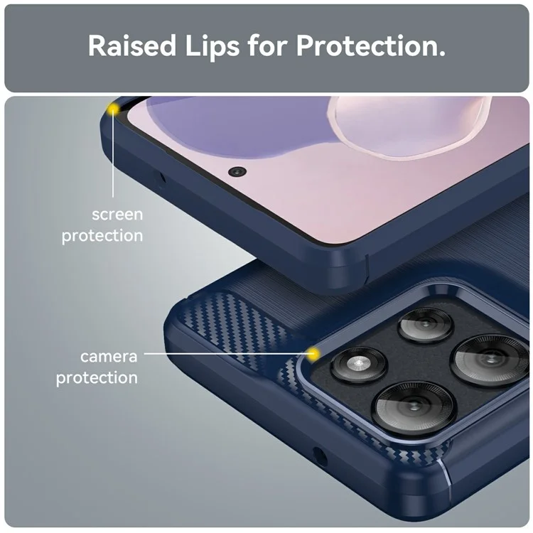 For Motorola Moto G Power (2025) Case Protective Phone Cover Carbon Fiber Texture Brushed - Blue
