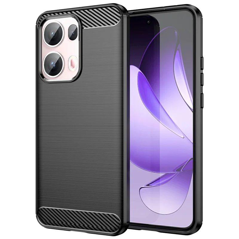 Funda protectora de fibra de carbono con textura cepillada para Oppo Reno13 Pro 5G - Negro
