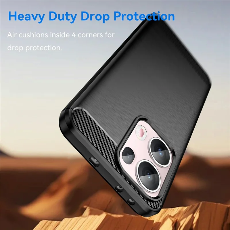 Funda protectora de fibra de carbono con textura cepillada para Oppo Reno13 Pro 5G - Negro