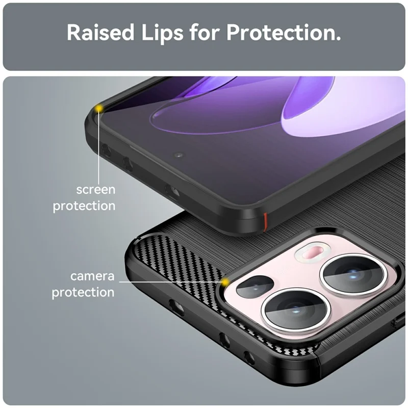 Funda protectora de fibra de carbono con textura cepillada para Oppo Reno13 Pro 5G - Negro