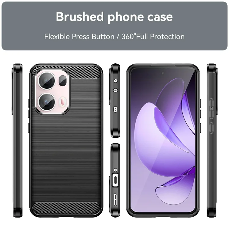 Funda protectora de fibra de carbono con textura cepillada para Oppo Reno13 Pro 5G - Negro