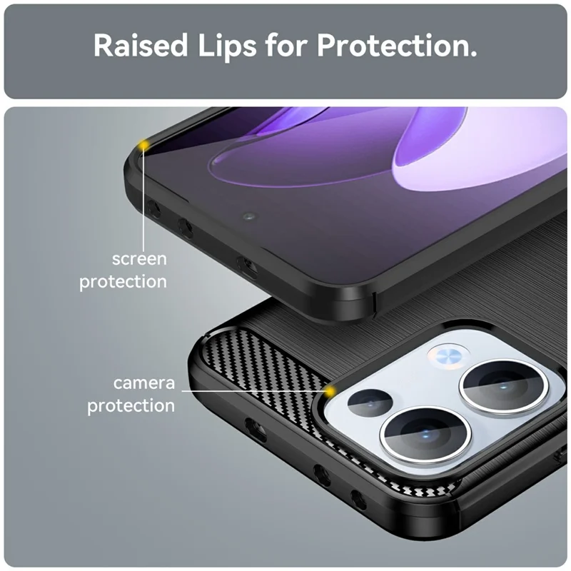 For Oppo Reno13 5G (Global) Case Protective Phone Cover Carbon Fiber Texture Brushed - Black